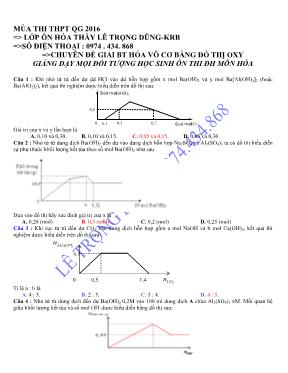 Chuyên đề giải bài tập Hóa vô cơ bằng đồ thị Oxy - Lê Trọng Dũng